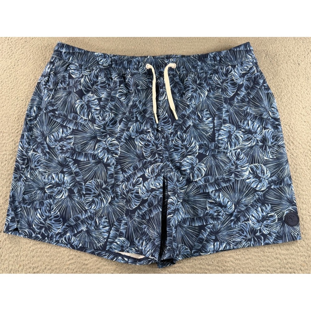 Rhoback Medley The Oasis Swim Trunks Mens 3XL Blue Palm Leaves Draw String